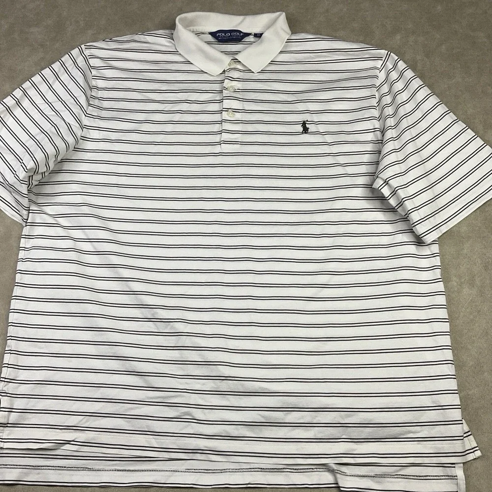 Vintage Polo Ralph Lauren Sport Shirt Striped 90s White Short Sleeve‎ Men Sz XL